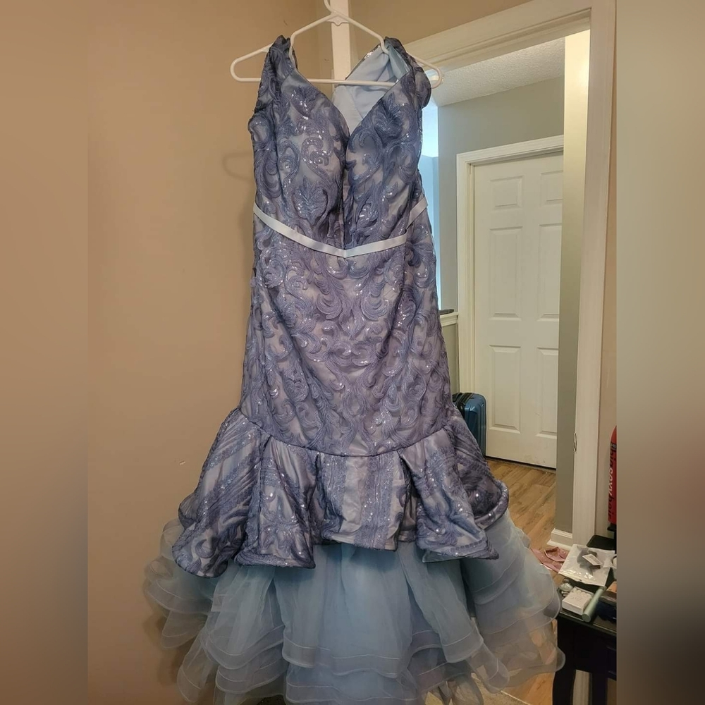 Custom Sparkle Light Blue Pageant Gown Dress